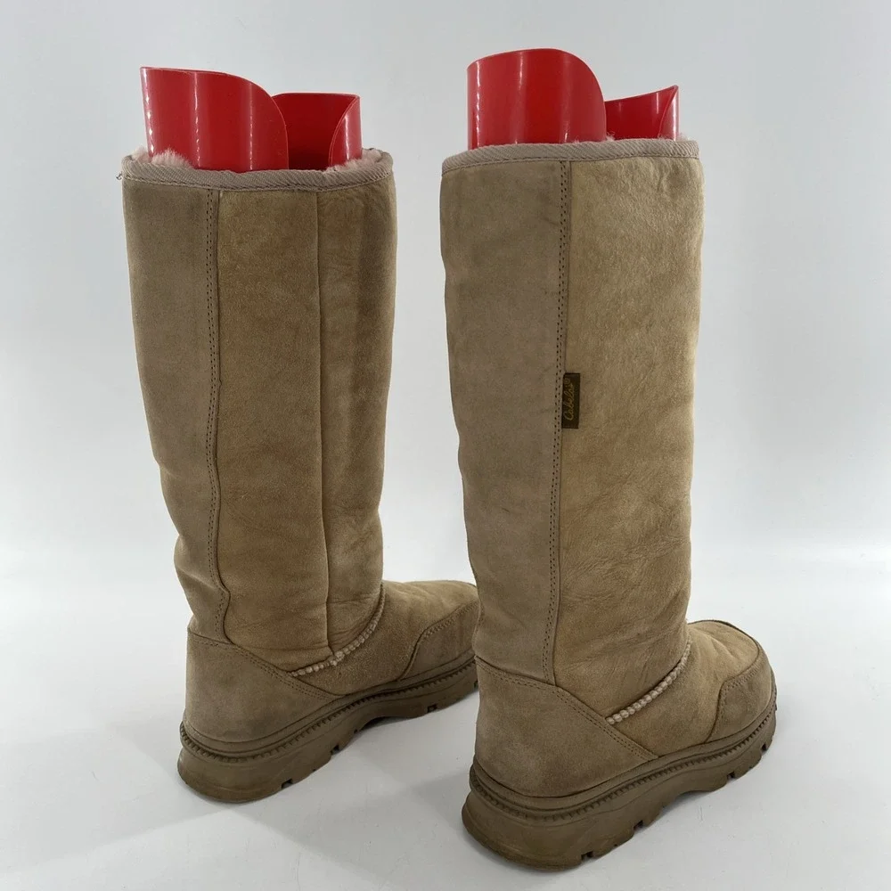 Shearling Suede‎ Tall Womens Boots Cabelas Warm Tan Genuine Sheepskin sherpa 6 M